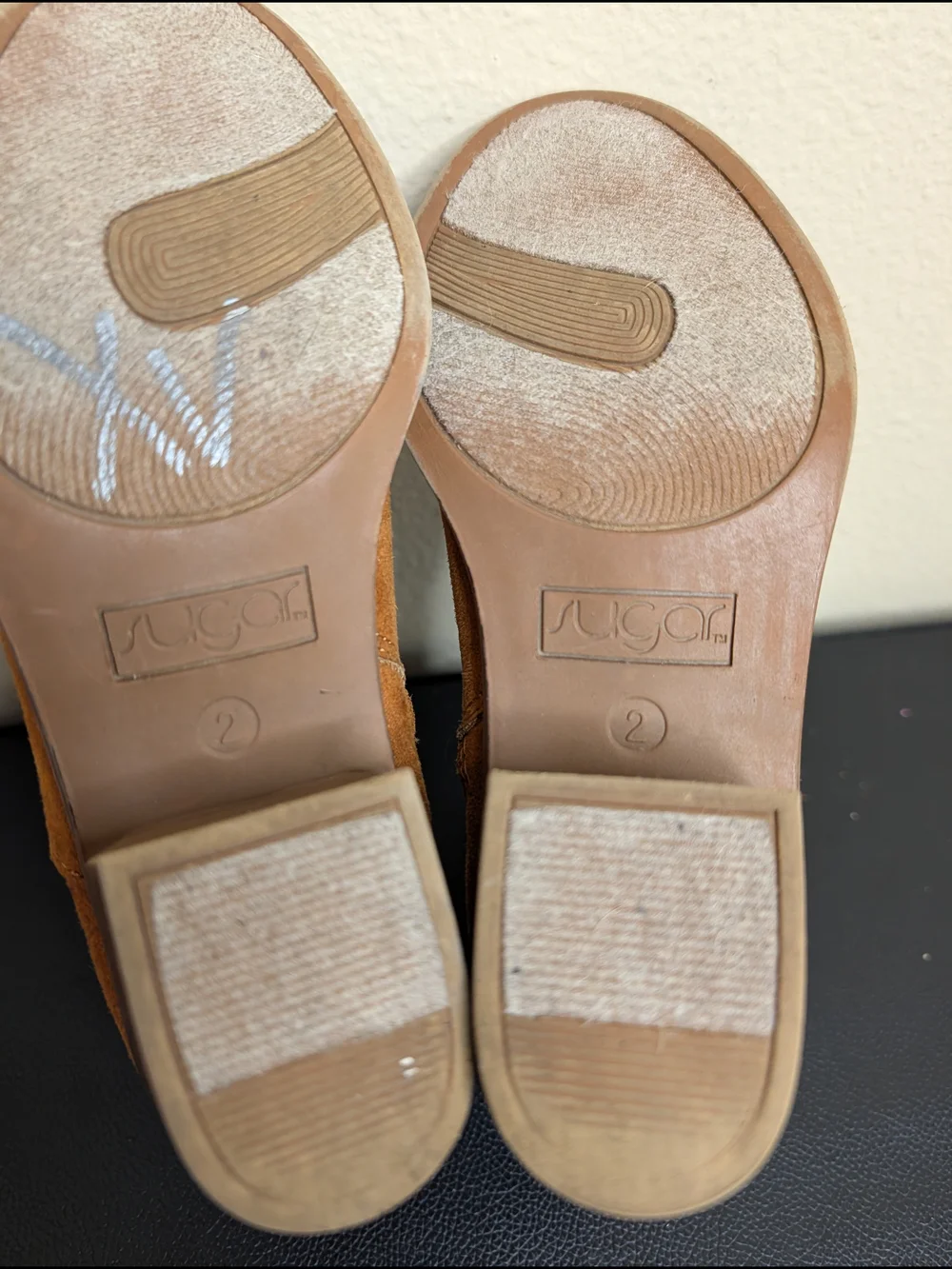 Sugar Bierock Tan Faux Suede Ankle Boots Buckle Detail Girls Size 2